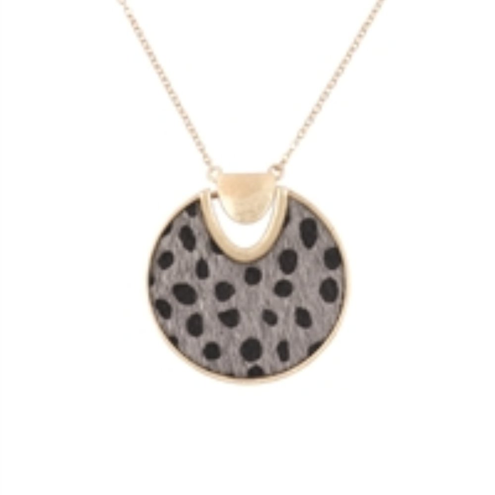 Gray and Black Leopard Pendant Necklance